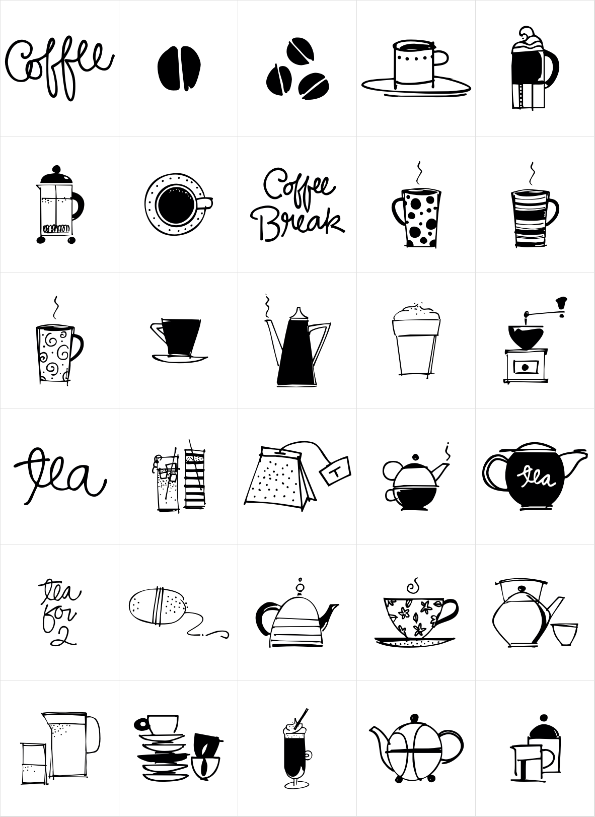 Coffee and Tea Doodles OpenType