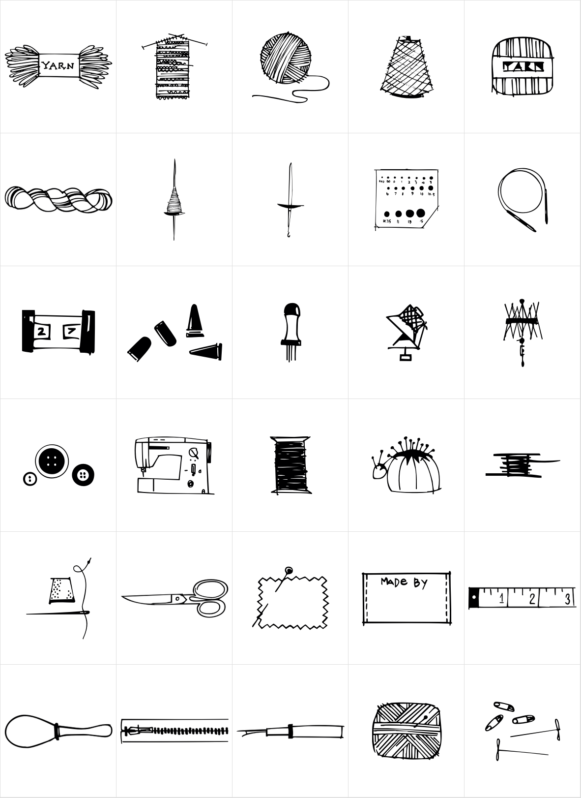 Knitting and Sewing Doodles Knitting and Sewing Doodles