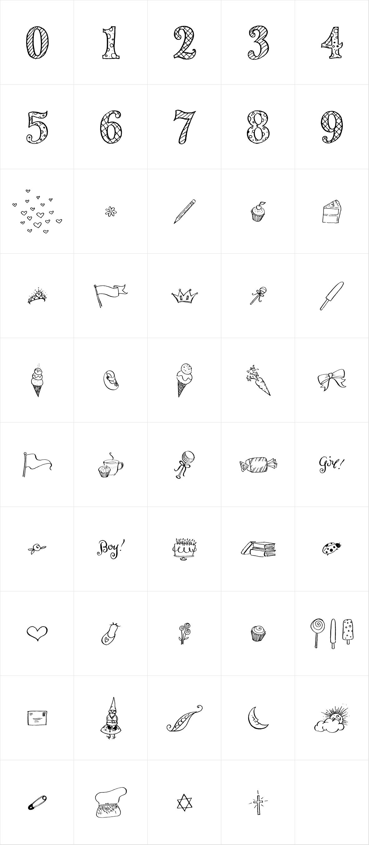 Carrotflower Celebration Icons OpenType