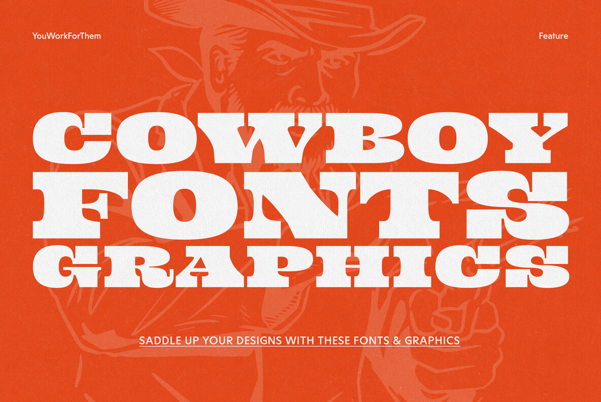 Saddle Up Your Designs With Our Cowboy Fonts   Stock Art Graphics Collection
