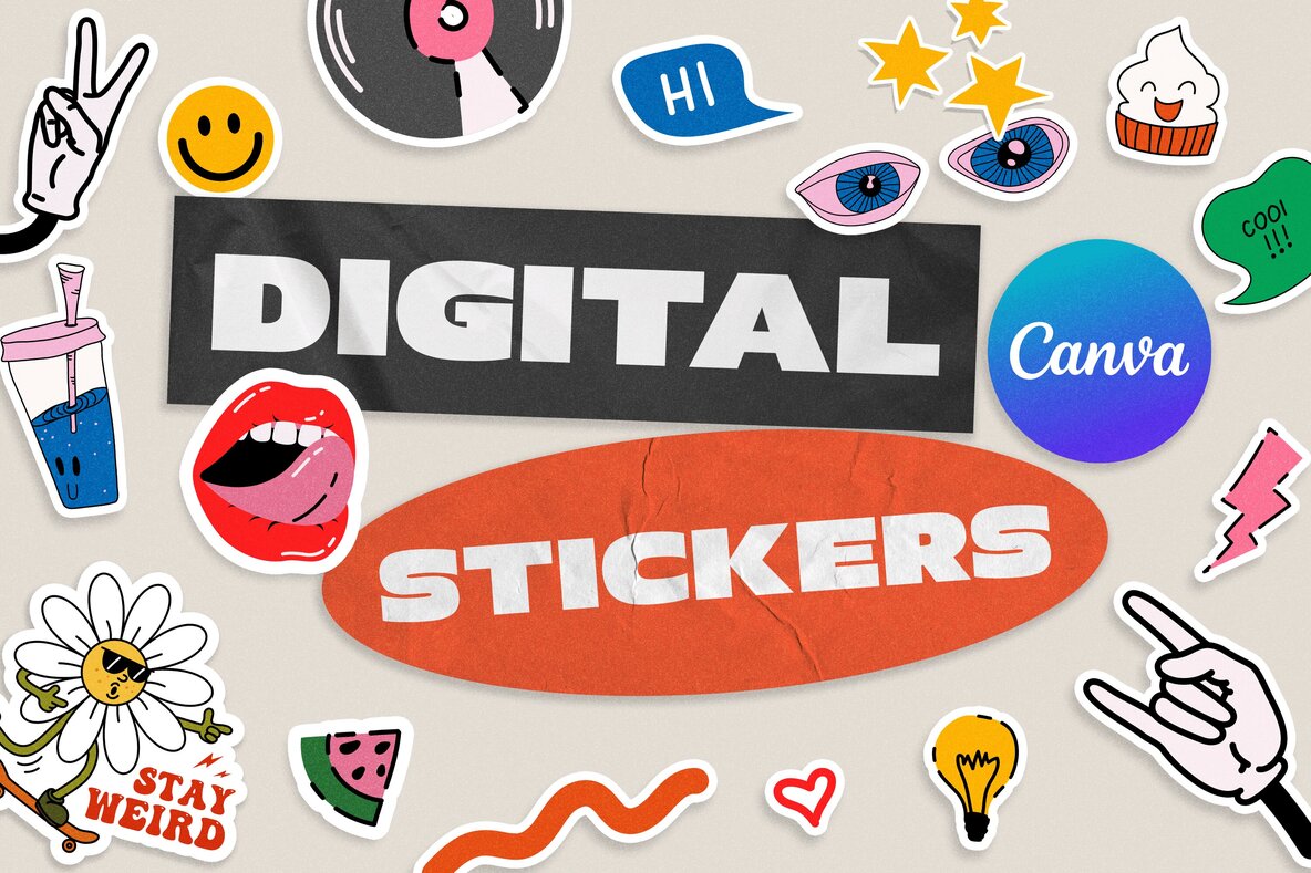 The Best Digital Stickers Graphics For Canva Collection