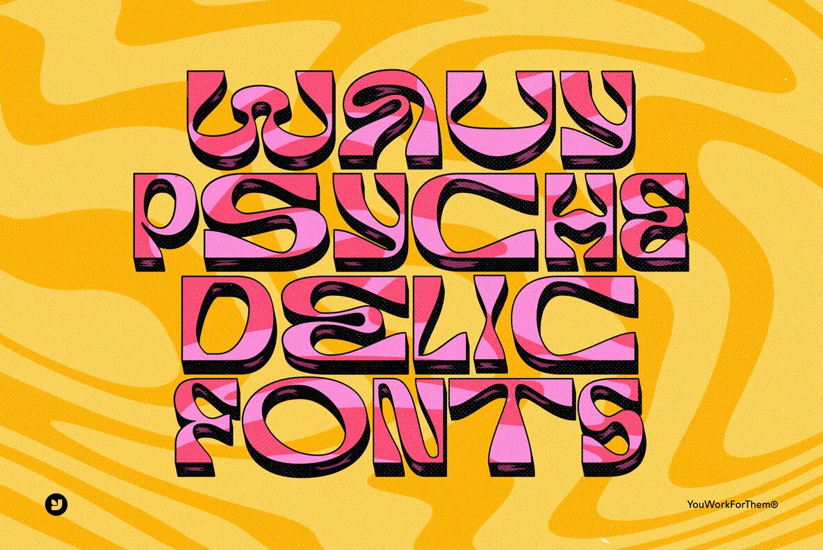 Wavy Psychedelic Fonts Collection