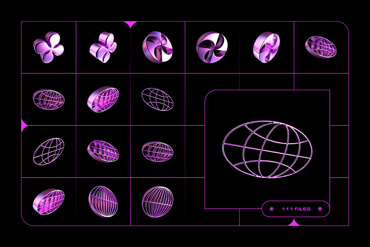 3D Y2K Objects Collection 7