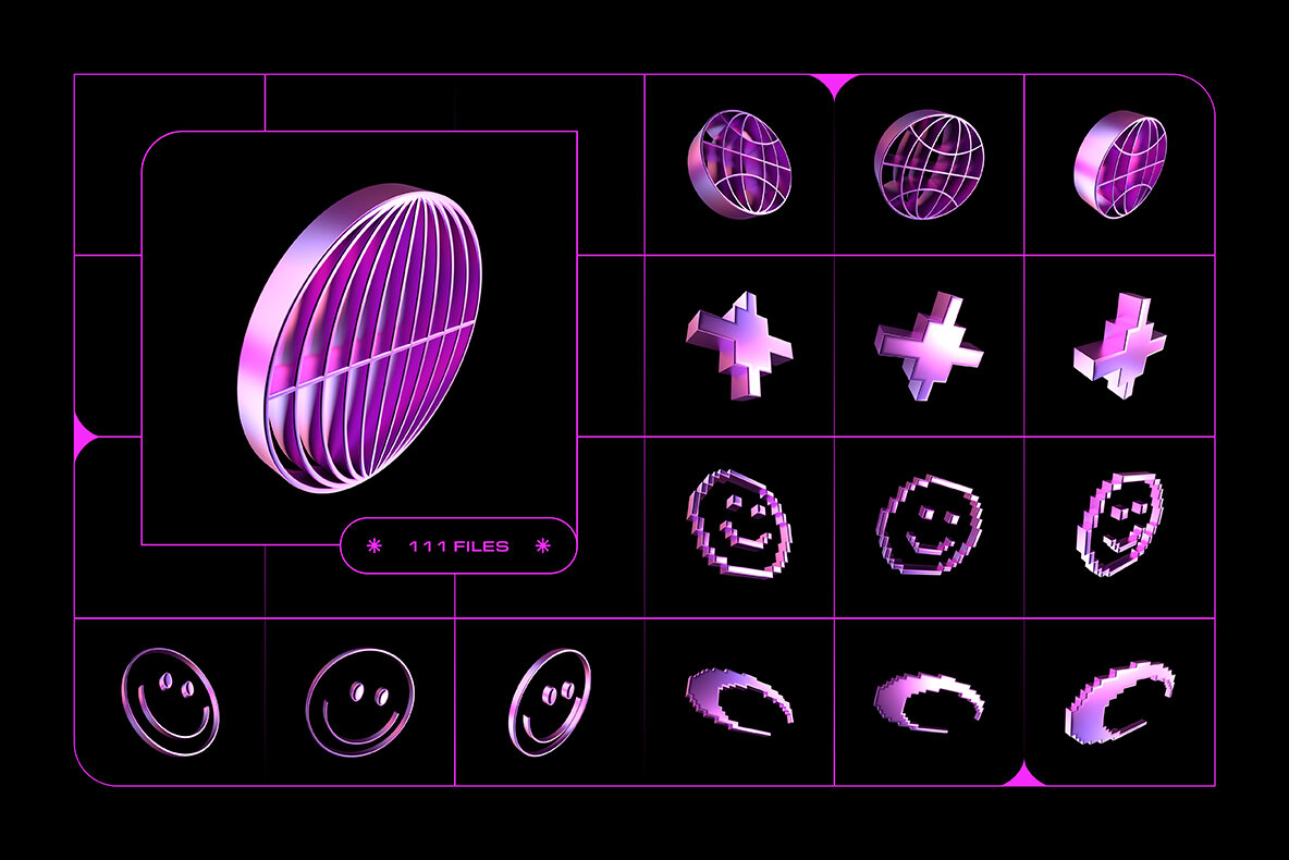 3D Y2K Objects Collection 9