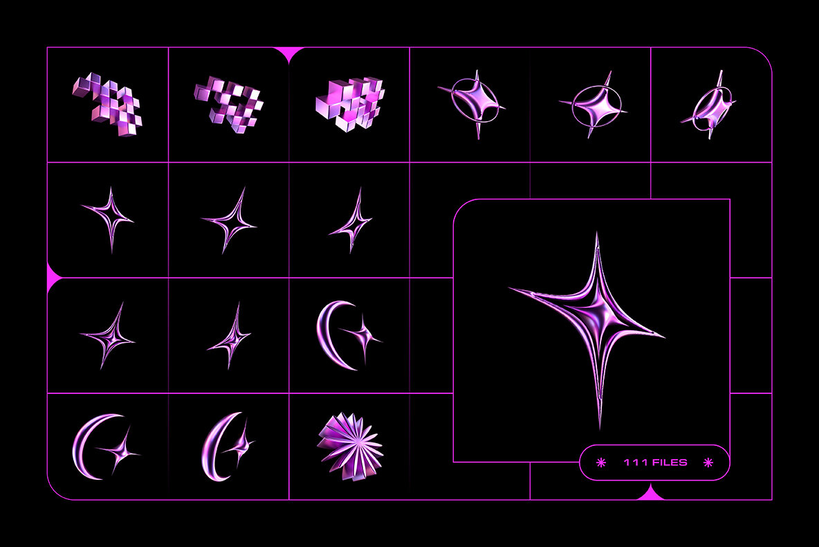 3D Y2K Objects Collection 11