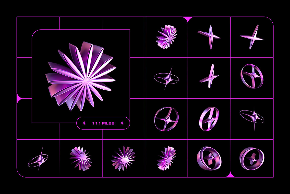 3D Y2K Objects Collection 13