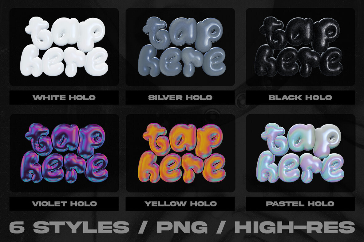 Inflated Stickers   3D PNGs 2