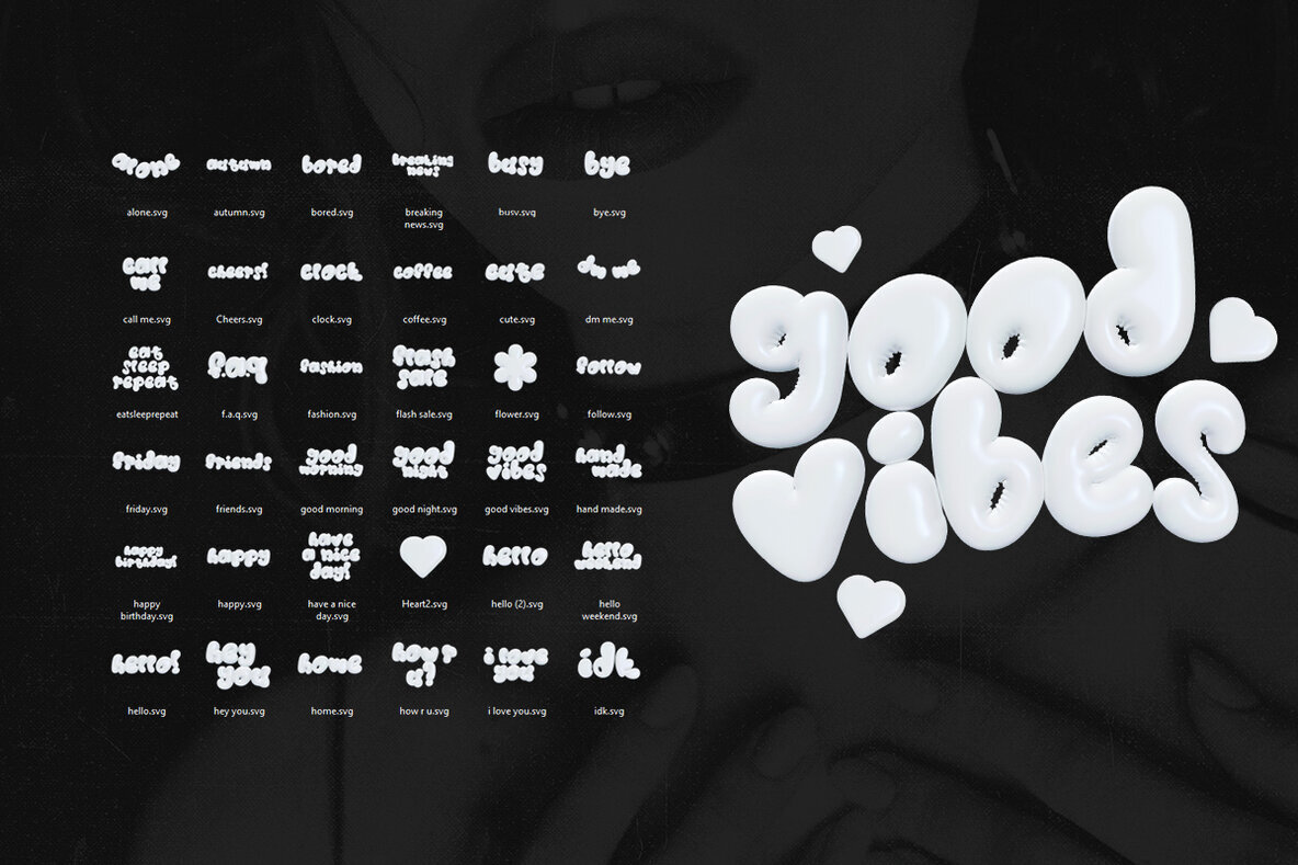 Inflated Stickers   3D PNGs 3