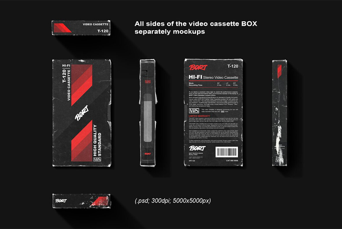 Old VHS Video Cassette Mockup Pack 3