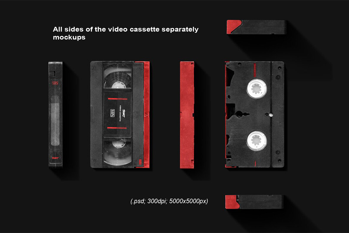 Old VHS Video Cassette Mockup Pack 4