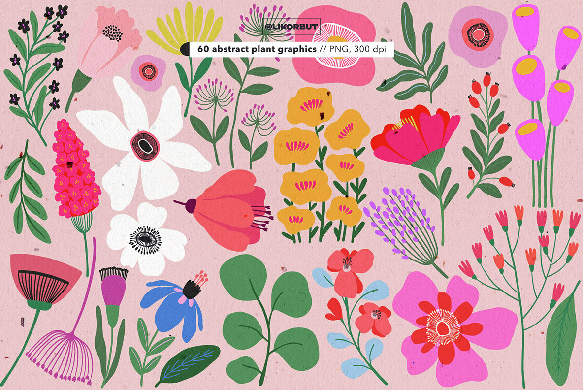 Abstract Modern Flower Illustrations 2