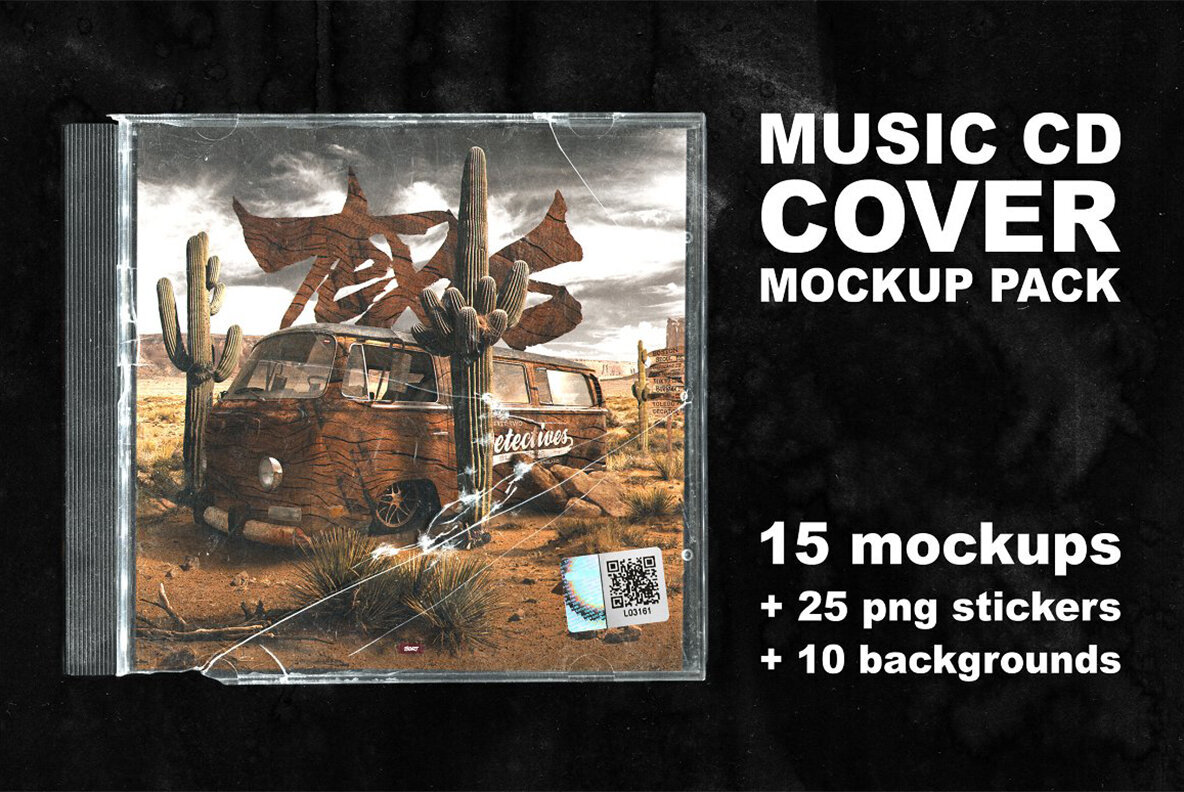 Music CD Cover Mockup Pack 1