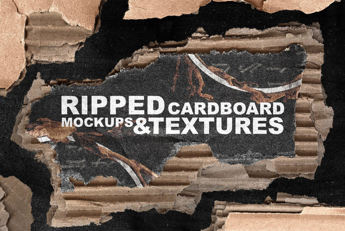 Ripped Cardboard Mockup Pack 1