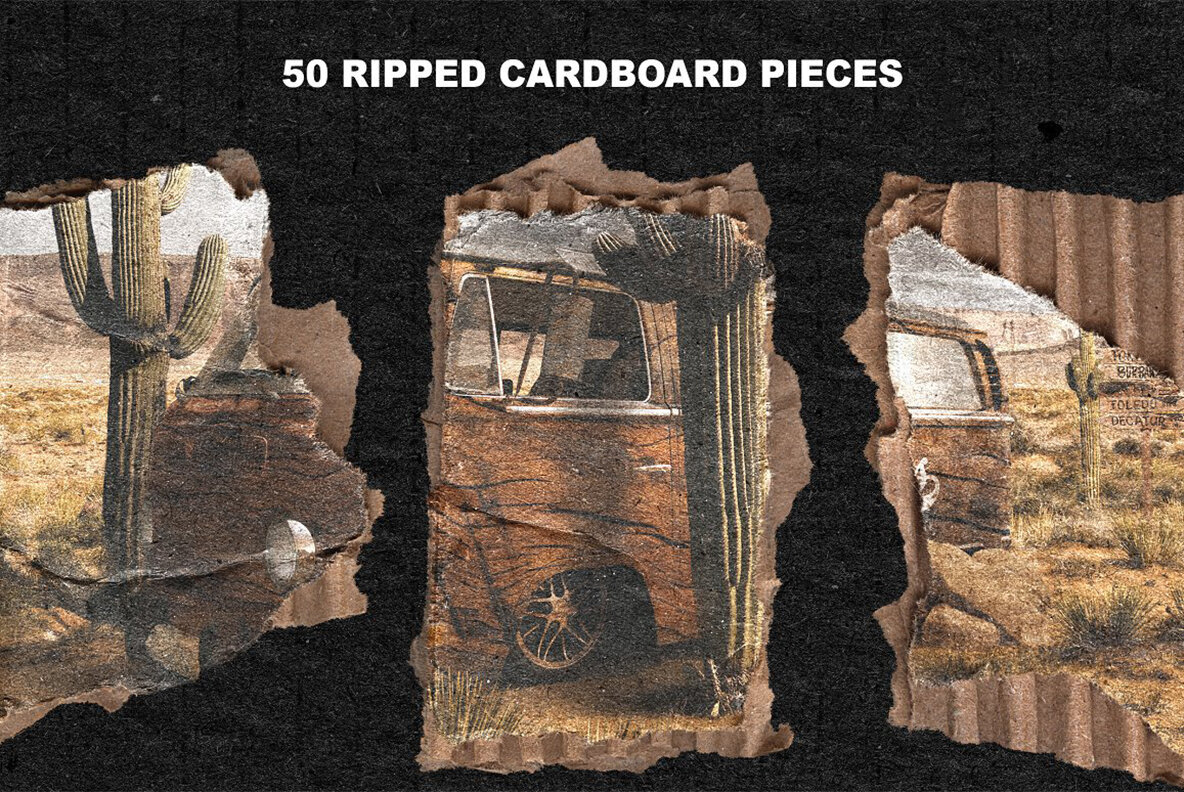 Ripped Cardboard Mockup Pack 3