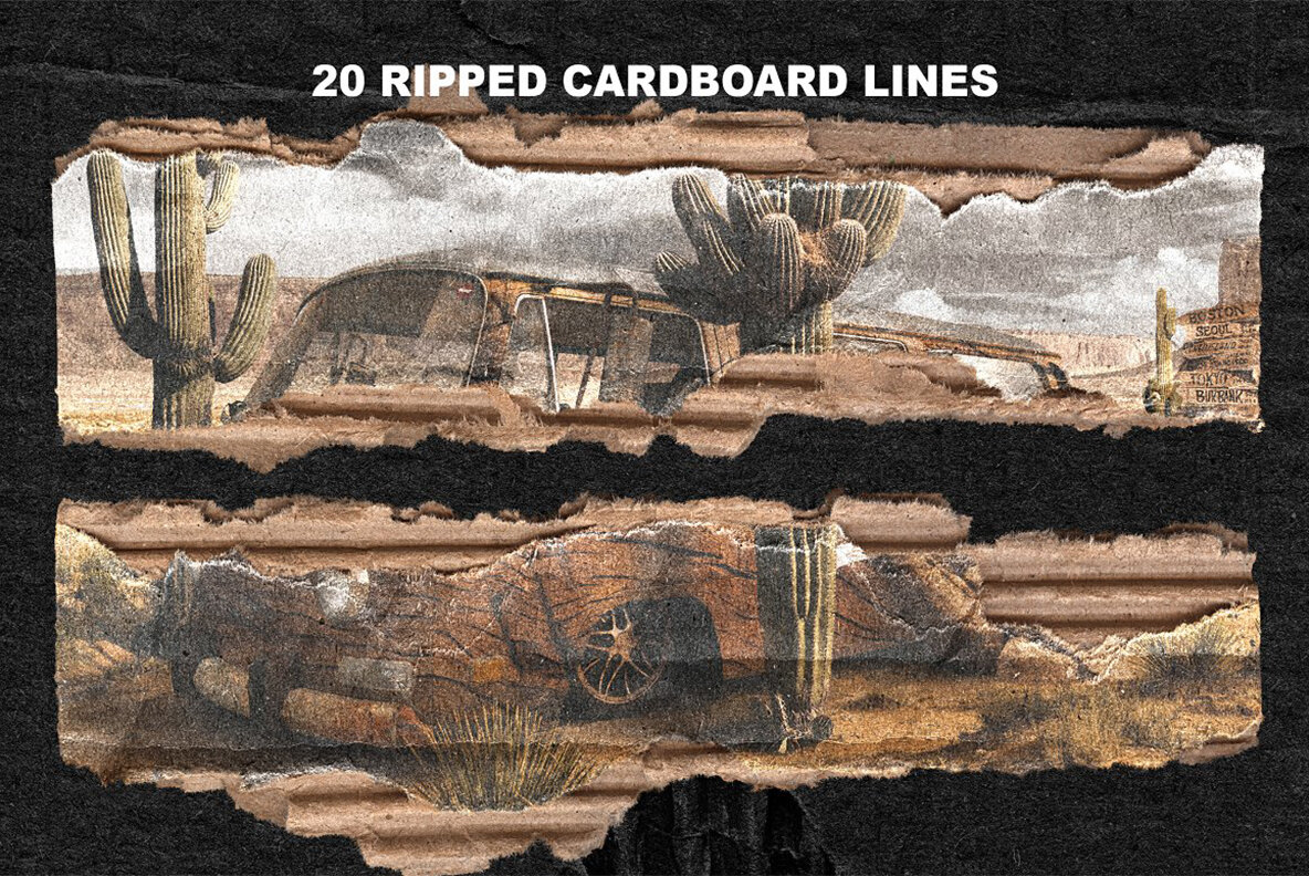 Ripped Cardboard Mockup Pack 6