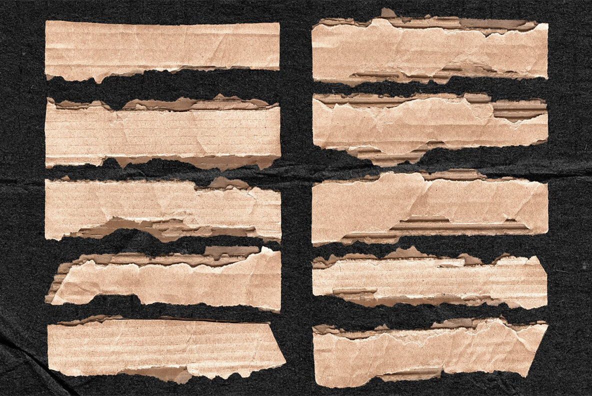 Ripped Cardboard Mockup Pack 7