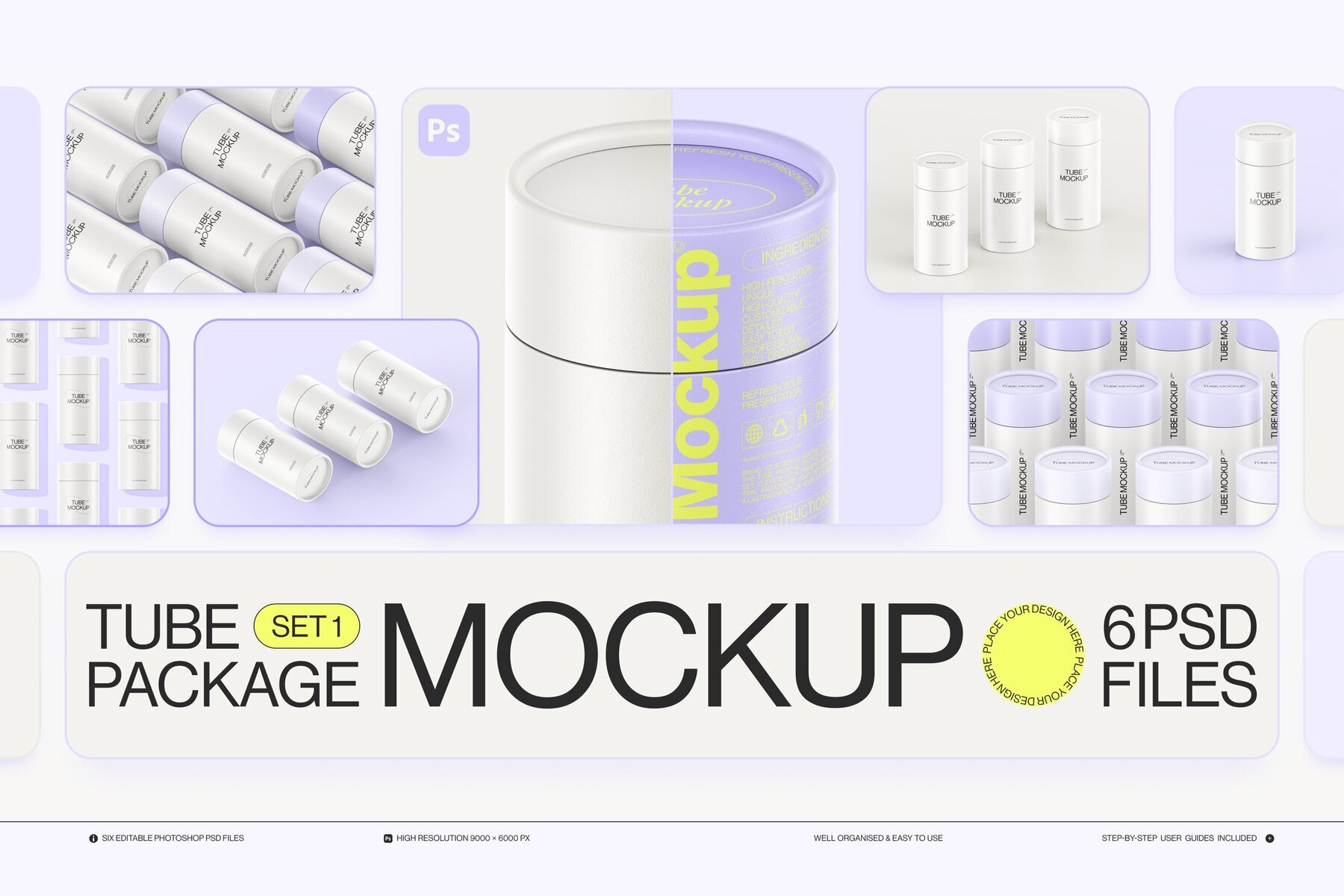 Paper tube package mockup Set 1 1