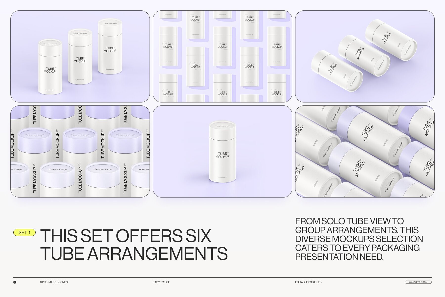 Paper tube package mockup Set 1 2