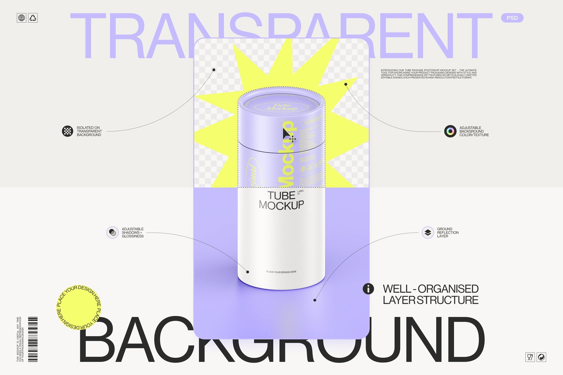 Paper tube package mockup Set 1 14