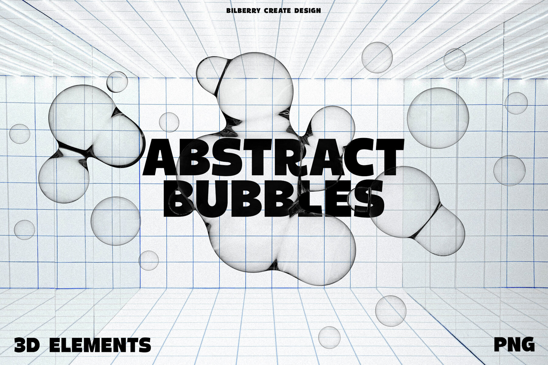 Abstract bubbles 3D art set 1