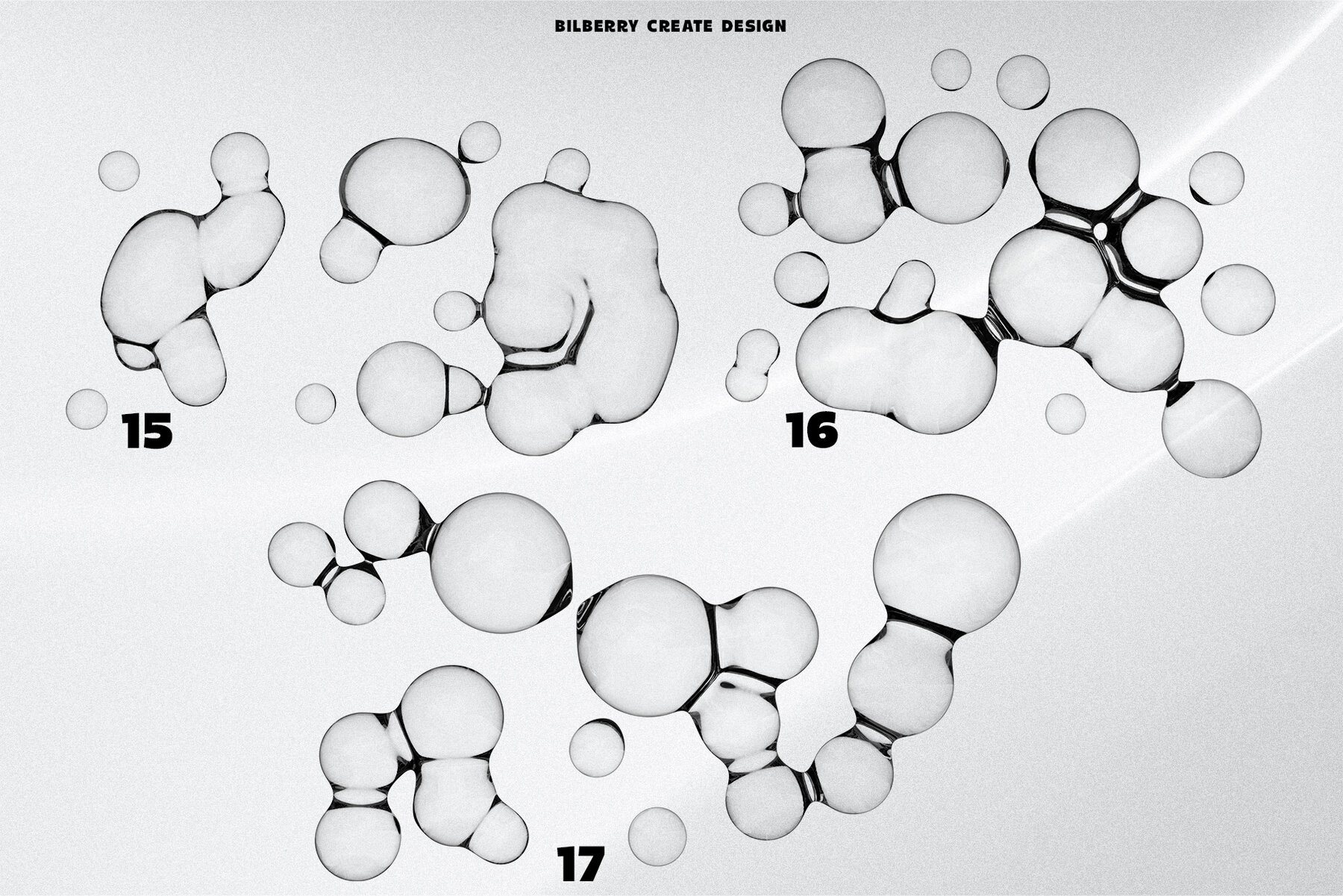 Abstract bubbles 3D art set 4