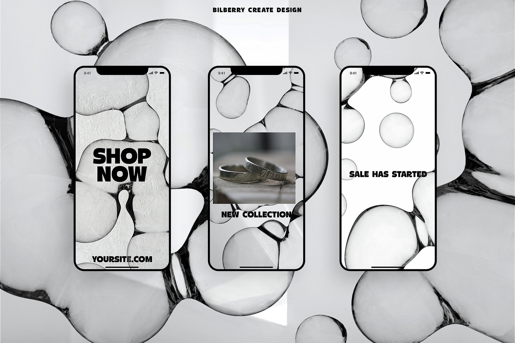 Abstract bubbles 3D art set 12