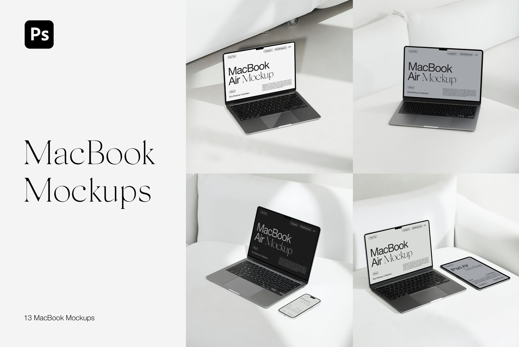 MacBook Air M2 iPhone iPad Mockups 1