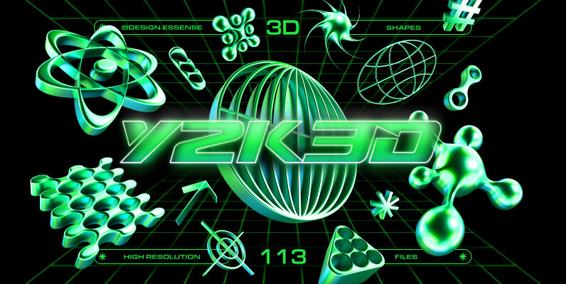Y2K 3D Shapes Collection