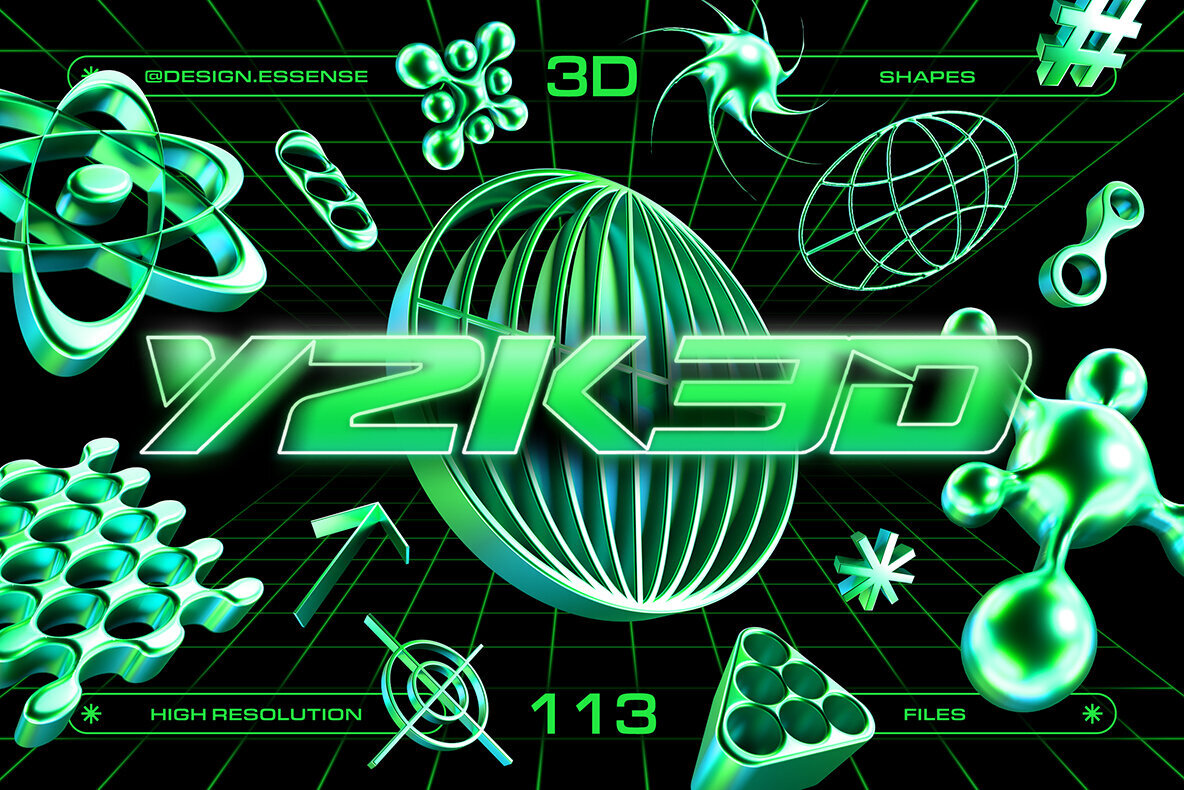 Y2K 3D Shapes Collection 1