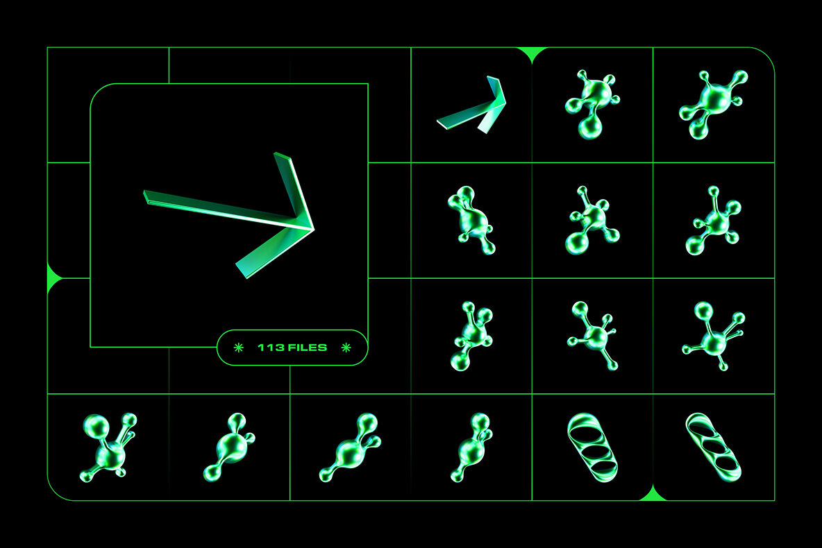 Y2K 3D Shapes Collection 4