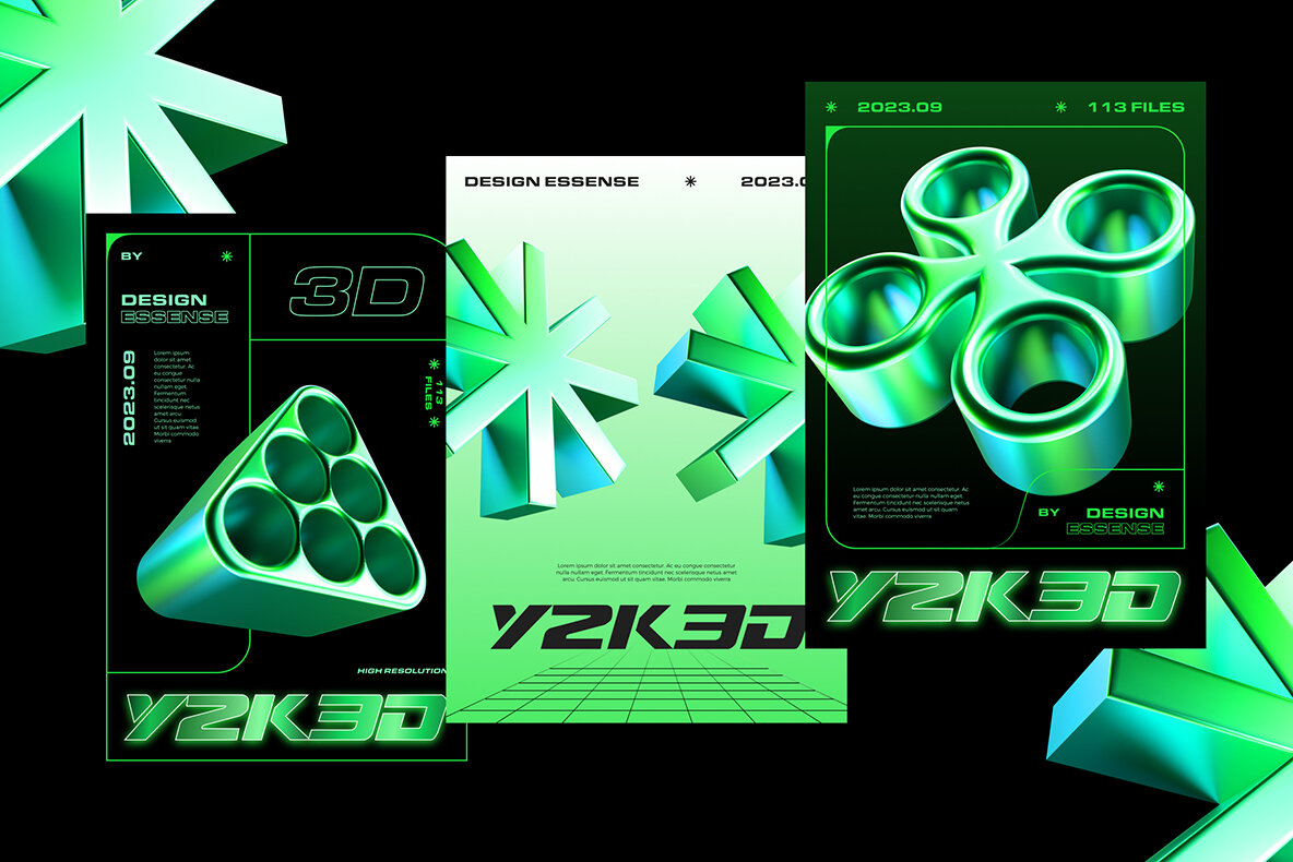 Y2K 3D Shapes Collection 5