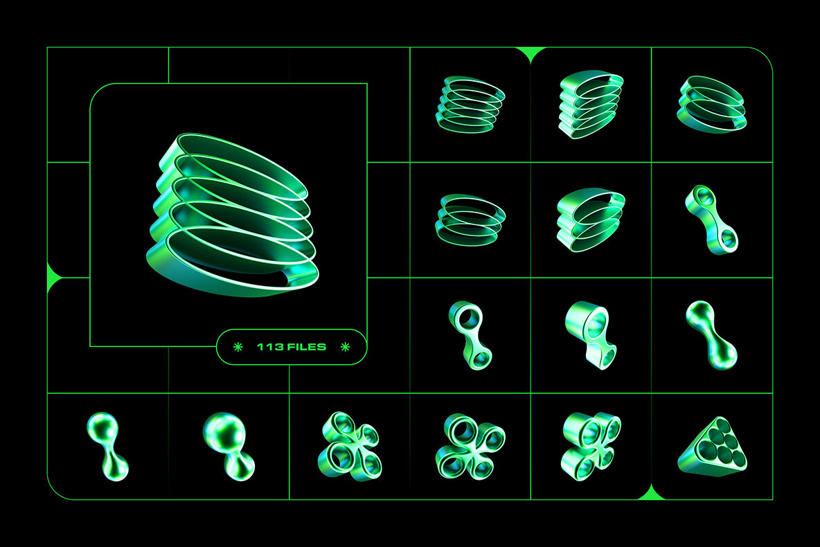 Y2K 3D Shapes Collection 7