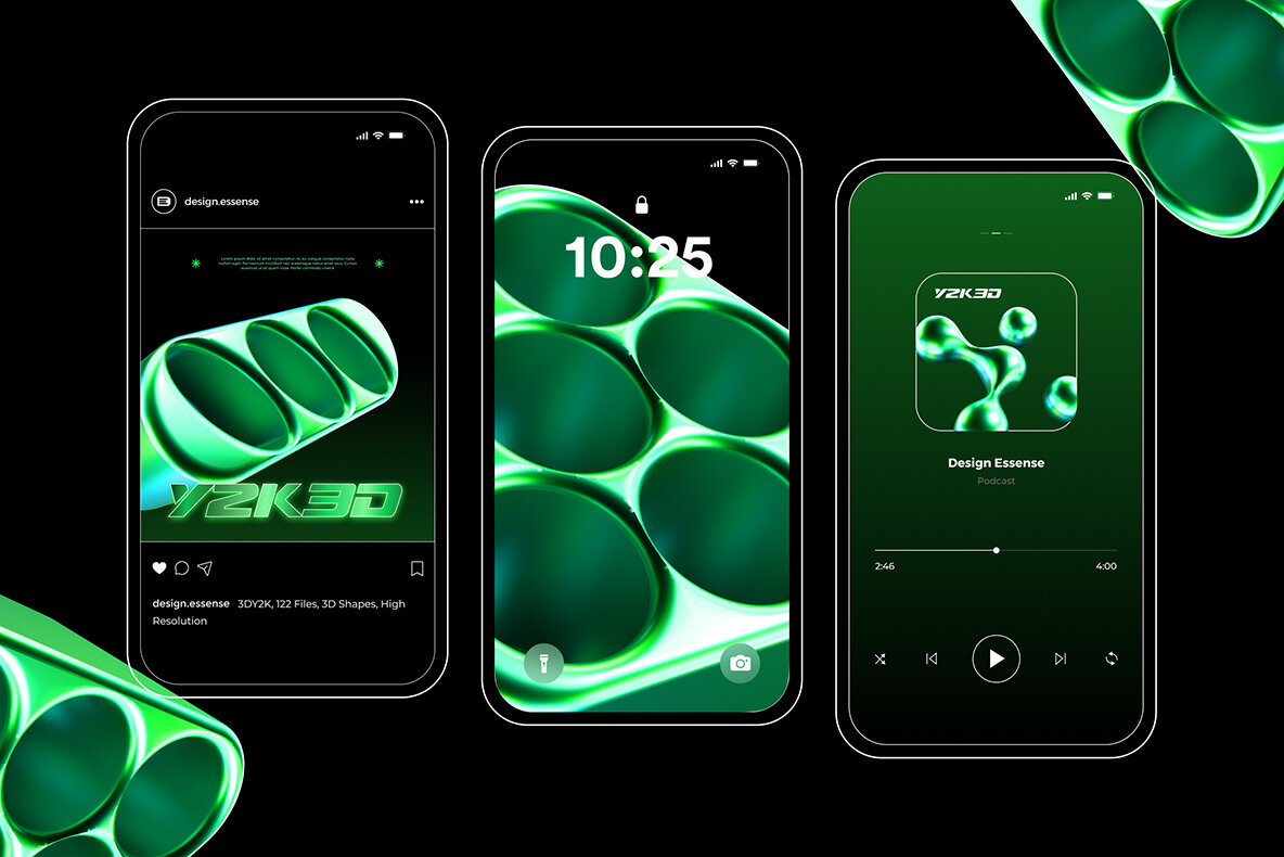 Y2K 3D Shapes Collection 8