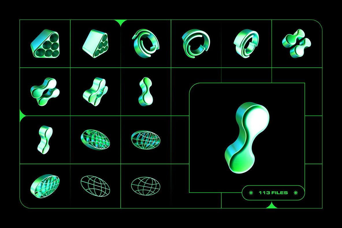 Y2K 3D Shapes Collection 9