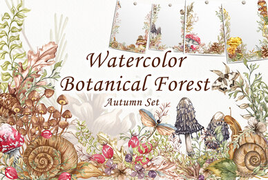 Watercolor Botanical Forest Set