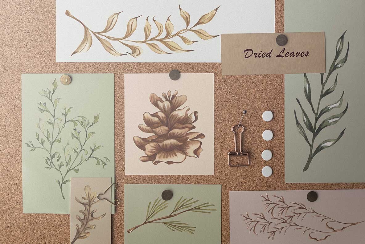 Watercolor Botanical Forest Set 2