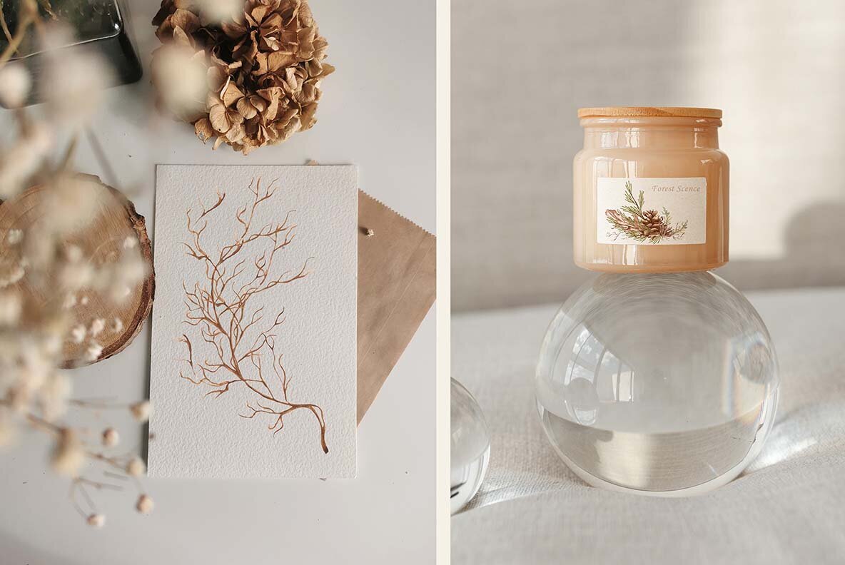 Watercolor Botanical Forest Set 3