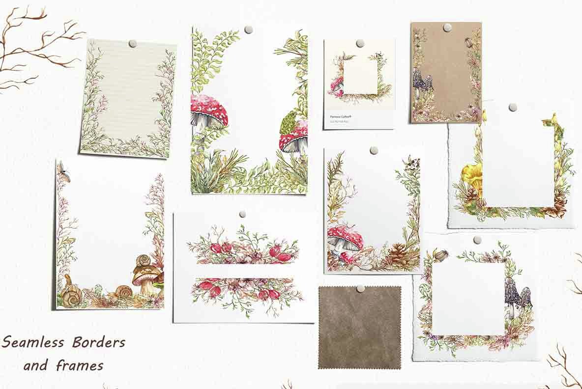 Watercolor Botanical Forest Set 9