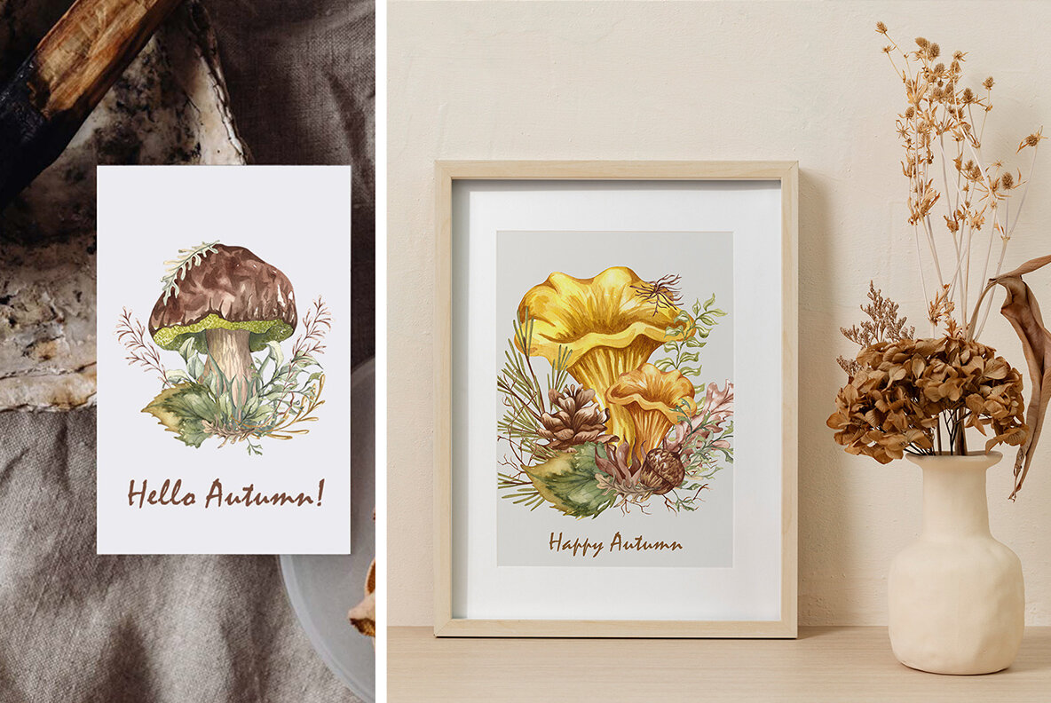 Watercolor Botanical Forest Set 15