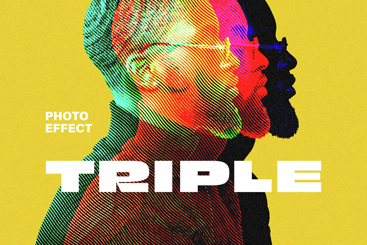 Triple Halftone Exposure Photo Effect 1