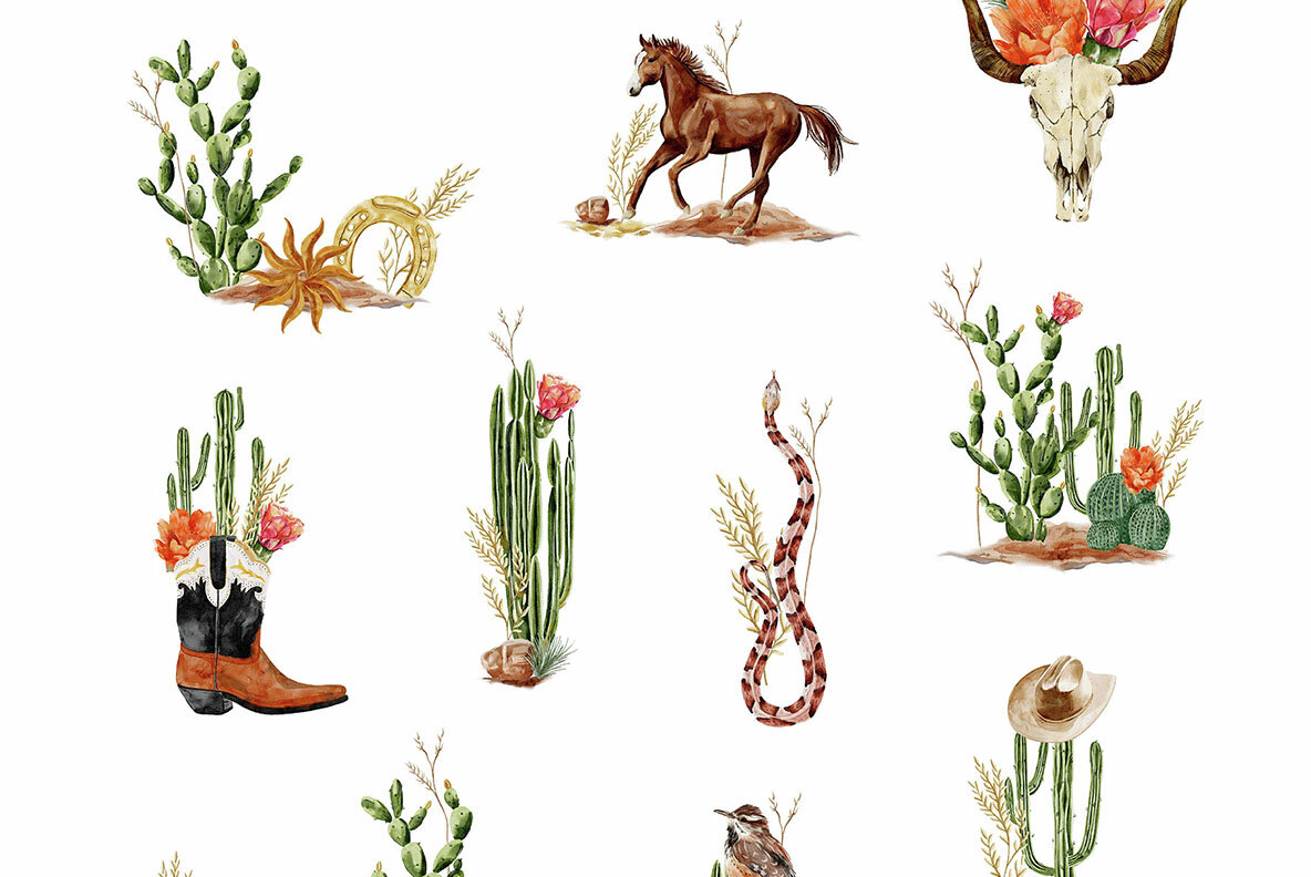 Wild West Watercolor Western Collection 18