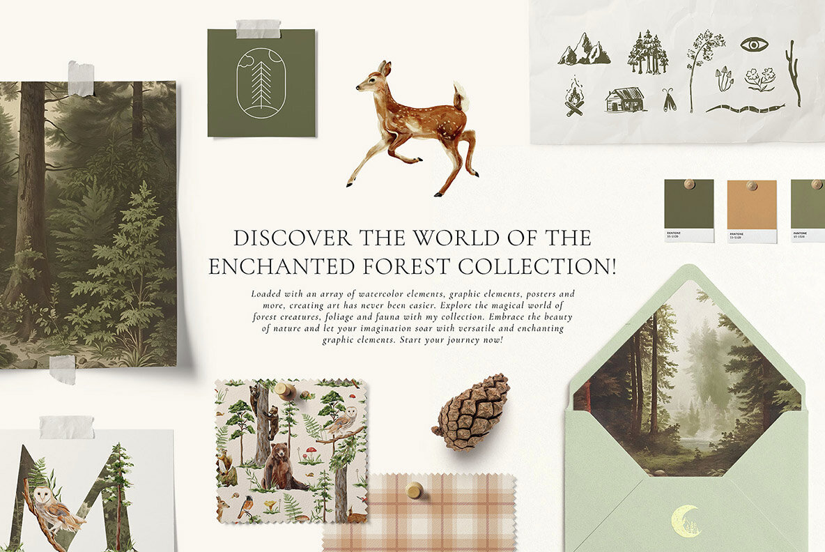 Enchanted Forest Watercolor Collection 2