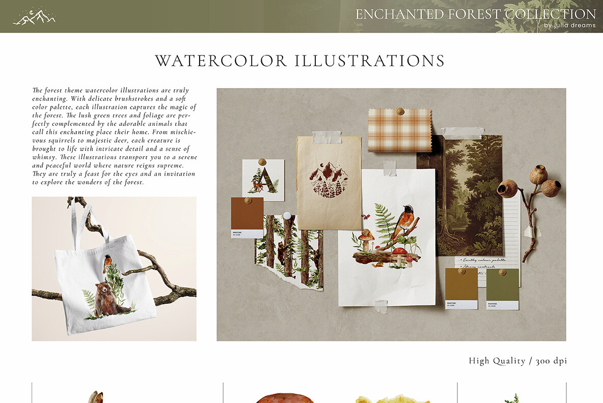 Enchanted Forest Watercolor Collection 8