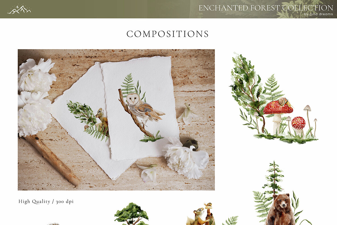 Enchanted Forest Watercolor Collection 17
