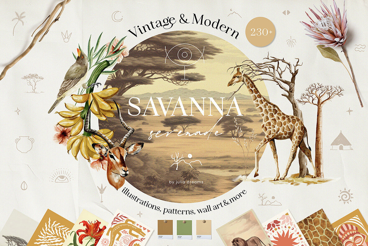 Savanna Serenade Watercolor Collection 1