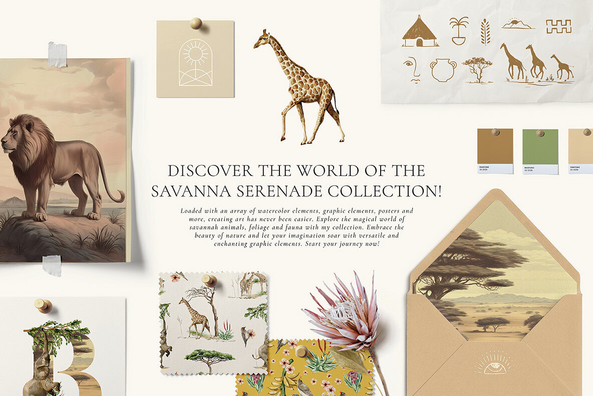 Savanna Serenade Watercolor Collection 2
