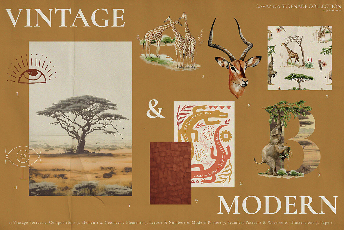 Savanna Serenade Watercolor Collection 7