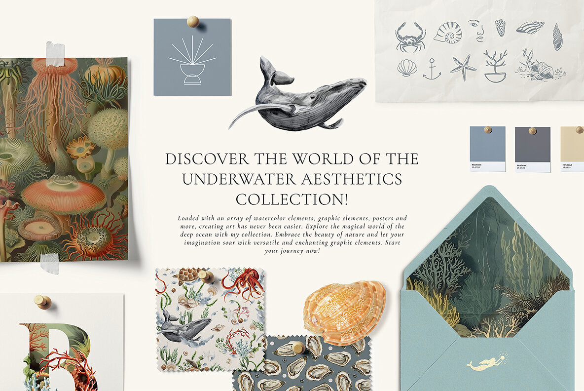 Underwater Watercolor Ocean Collection 2