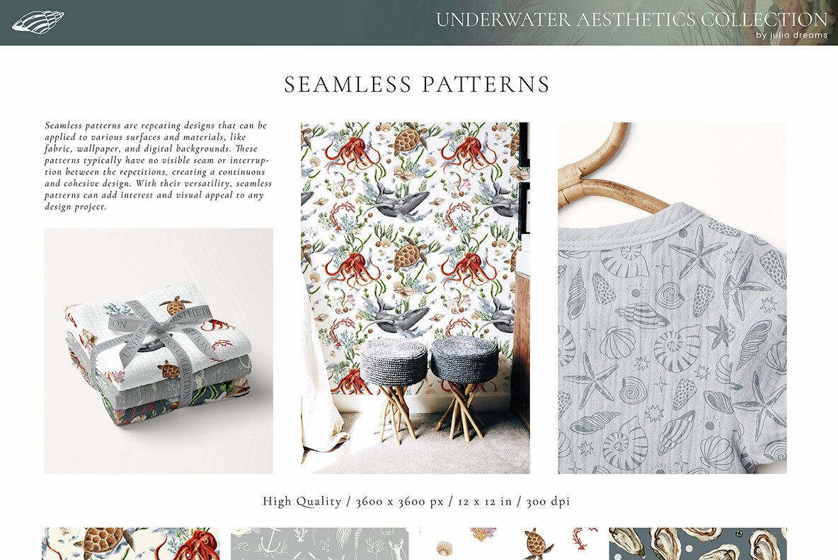 Underwater Watercolor Ocean Collection 3