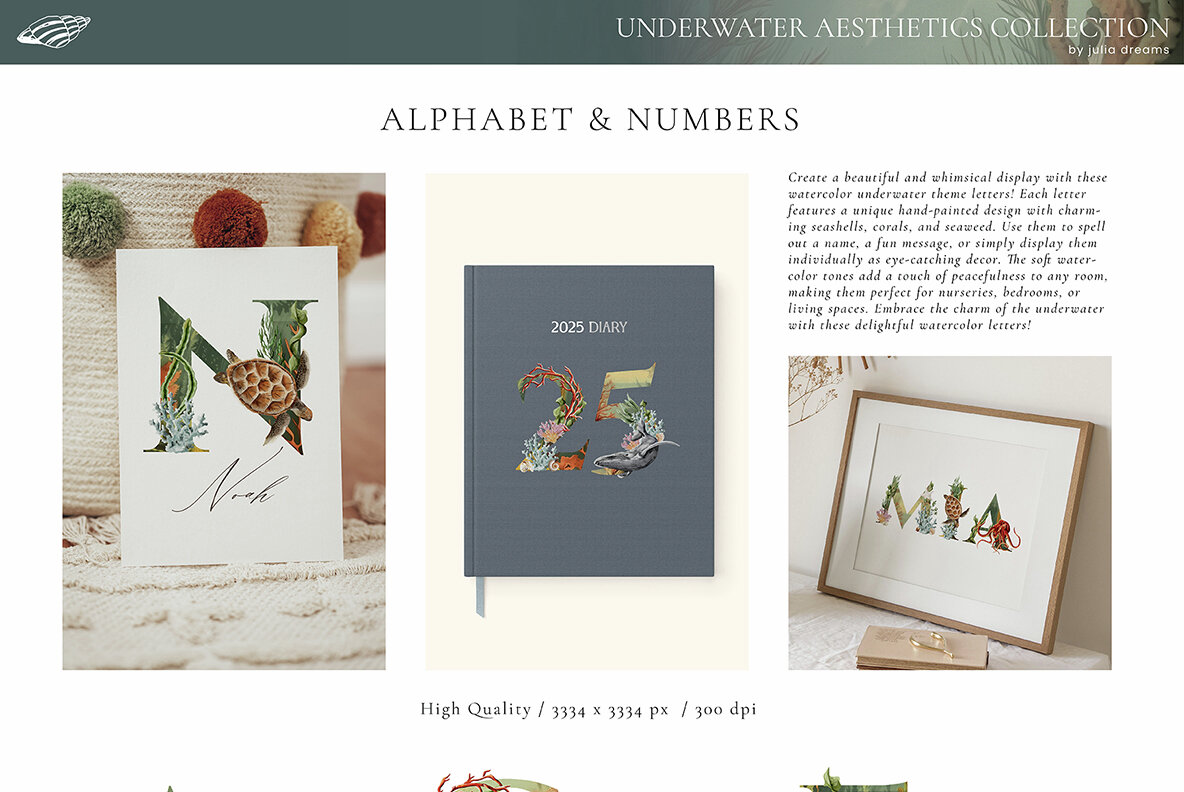 Underwater Watercolor Ocean Collection 5